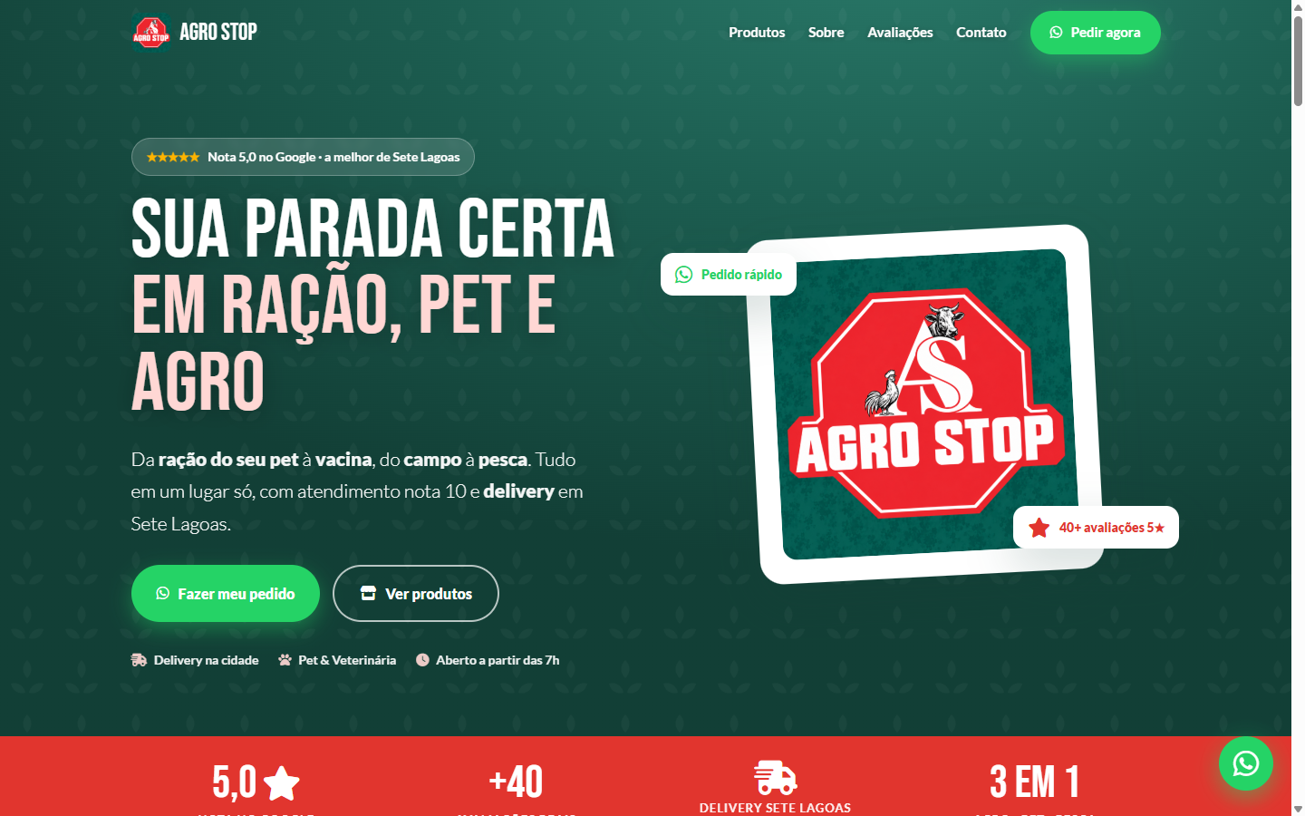 Site da Agro Stop no computador